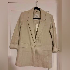 Abercrombie & Fitch Cream Blazer Tailored with Notched Lapels